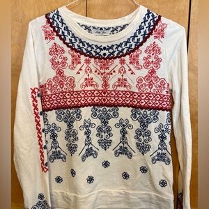 Lucky Lotus Red white and blue embroidered Sweatshirt
